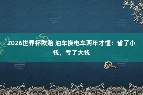 2026世界杯欧赔 油车换电车两年才懂:省了小钱,亏了大钱