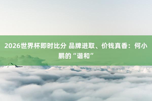 2026世界杯即时比分 品牌进取、价钱真香：何小鹏的“谐和”