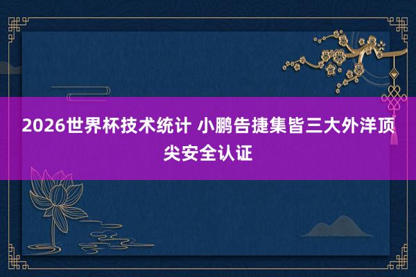 2026世界杯技术统计 小鹏告捷集皆三大外洋顶尖安全认证