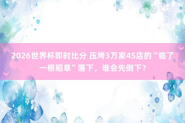 2026世界杯即时比分 压垮3万家4S店的“临了一根稻草”落下,谁会先倒下?