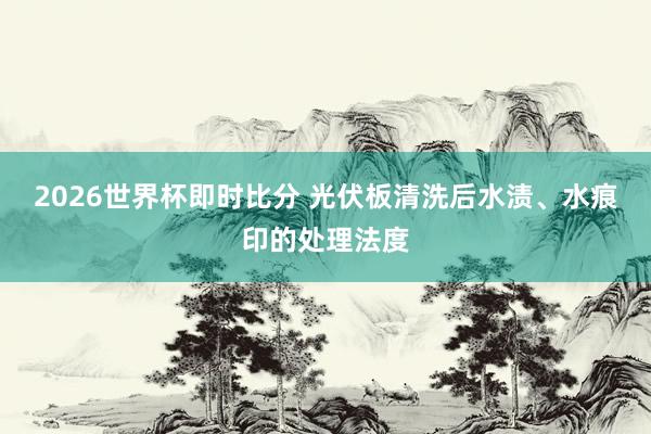 2026世界杯即时比分 光伏板清洗后水渍、水痕印的处理法度