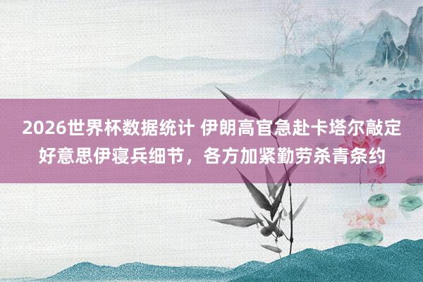 2026世界杯数据统计 伊朗高官急赴卡塔尔敲定好意思伊寝兵细节,各方加紧勤劳杀青条约