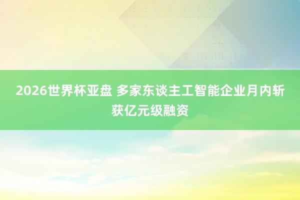 2026世界杯亚盘 多家东谈主工智能企业月内斩获亿元级融资