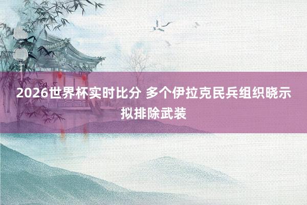 2026世界杯实时比分 多个伊拉克民兵组织晓示拟排除武装