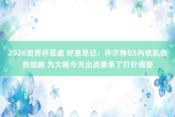 2026世界杯亚盘 好意思记：许尔特G5内收肌伤势加剧 为大概今天出战秉承了打针调整