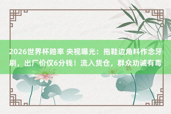 2026世界杯赔率 央视曝光:拖鞋边角料作念牙刷,出厂价仅6分钱!流入货仓,群众劝诫有毒