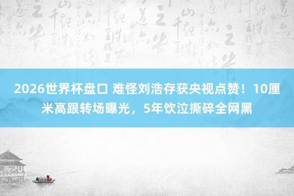 2026世界杯盘口 难怪刘浩存获央视点赞!10厘米高跟转场曝光,5年饮泣撕碎全网黑