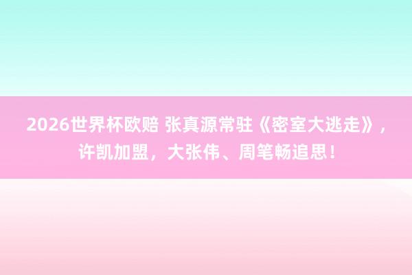 2026世界杯欧赔 张真源常驻《密室大逃走》,许凯加盟,大张伟、周笔畅追思!
