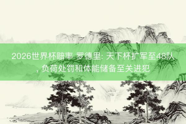 2026世界杯赔率 罗德里: 天下杯扩军至48队， 负荷处罚和体能储备至关进犯