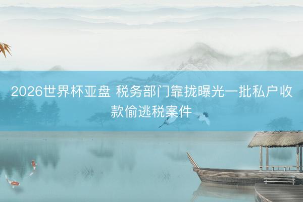 2026世界杯亚盘 税务部门靠拢曝光一批私户收款偷逃税案件