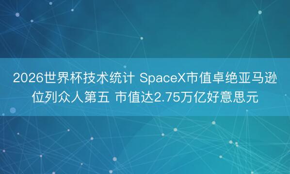 2026世界杯技术统计 SpaceX市值卓绝亚马逊位列众人第五 市值达2.75万亿好意思元