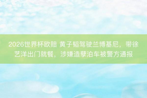 2026世界杯欧赔 黄子韬驾驶兰博基尼,带徐艺洋出门就餐,涉嫌造孽泊车被警方通报